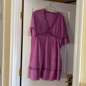 CALYPSO ST. BARTH Silk Ruffle Bell Sleeve Dress